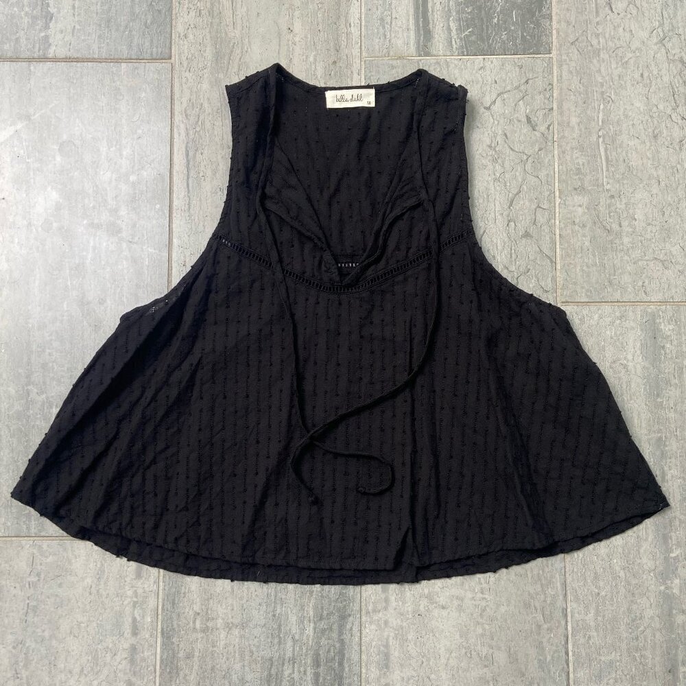 Bella Dahl Lightweight V-Neck Sleeveless Cotton Blouse Black Size Medium